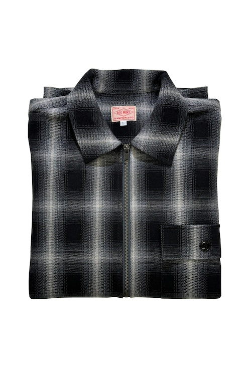 BIGMIKE - HEAVY FLANNEL ZIP SHIRT JACKET - BLACK x OFF