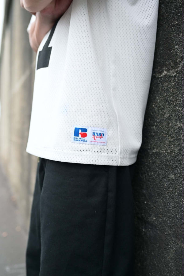BEACHED DAYS × BLUCO - MESH FOOTBALL TEE - WHITE