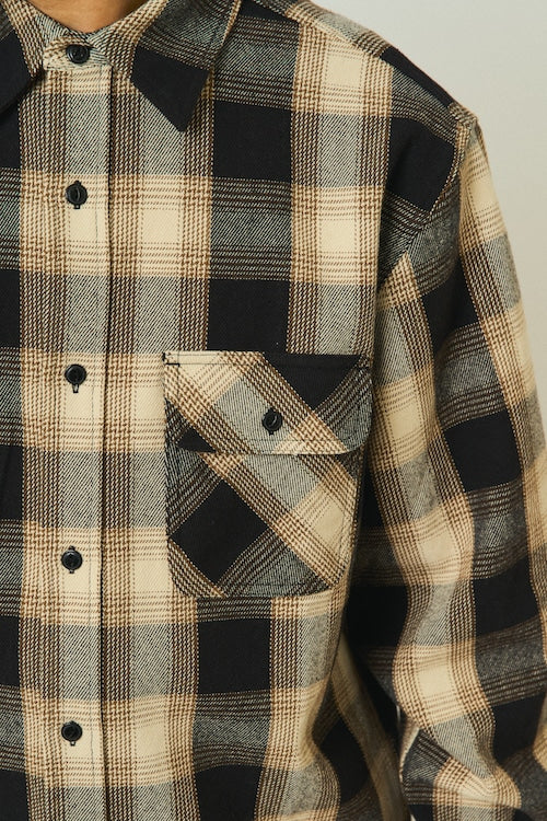 BIGMIKE - HEAVY FLANNNEL SHIRTS - OFF x MOCA x BLACK
