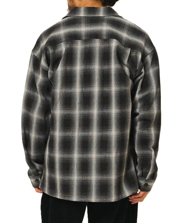 BIGMIKE - HEAVY FLANNEL ZIP SHIRT JACKET - BLACK x OFF