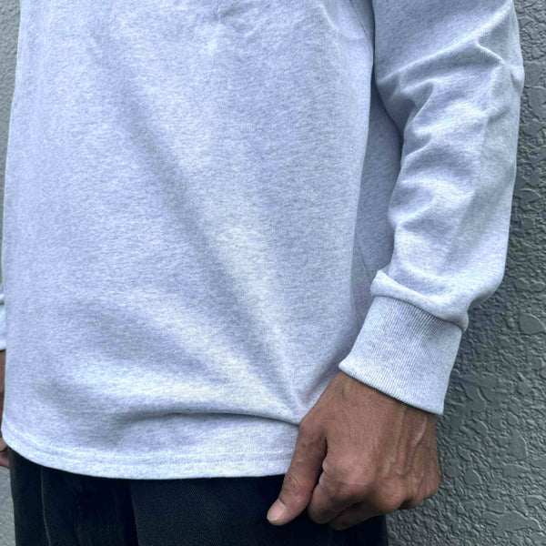 BIGMIKE - 10oz HENRY NECK LS TEE - ASH