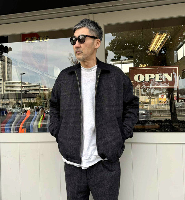 melple - GLENCHECK DRIZZLER JACKET - CHARCOAL