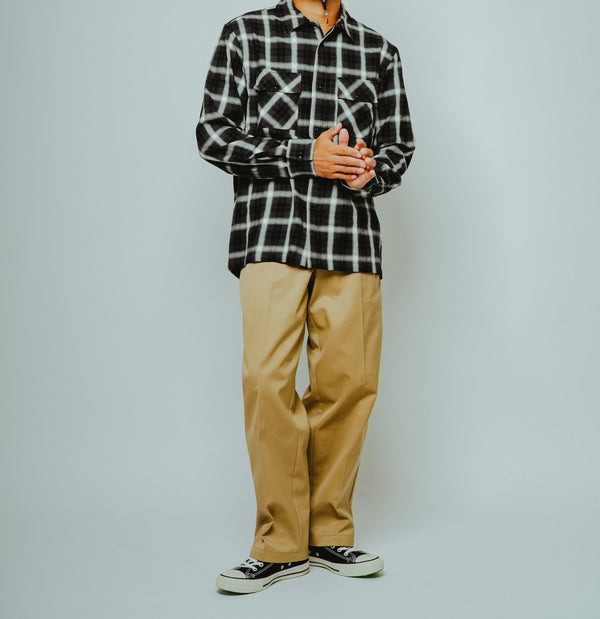 BIGMIKE - LIGHT FLANNEL L/S SHIRTS - BLK×GRN×WHT