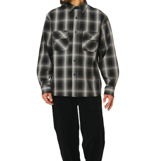 BIGMIKE - HEAVY FLANNNEL SHIRTS - BLACK x OFF