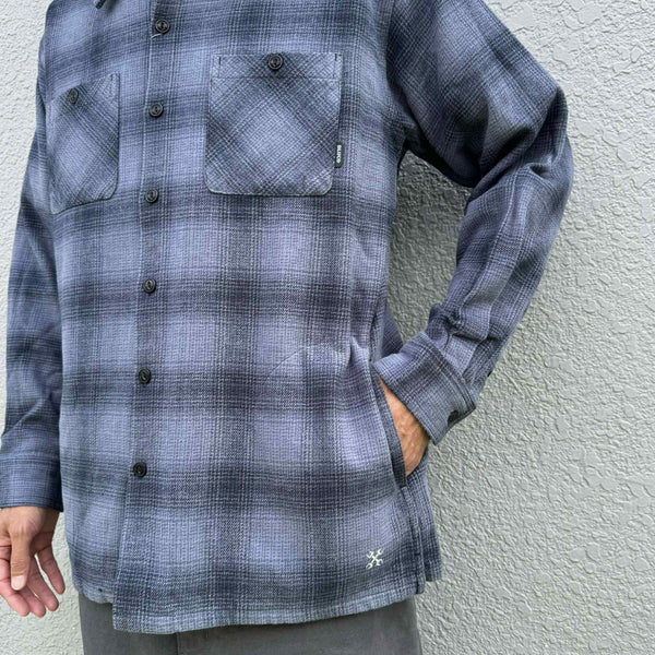 BLUCO - OMBRE CHECK FLANNEL SHIRT - NAVY