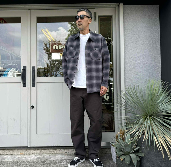 BLUCO - OMBRE CHECK FLANNEL SHIRT - BLACK