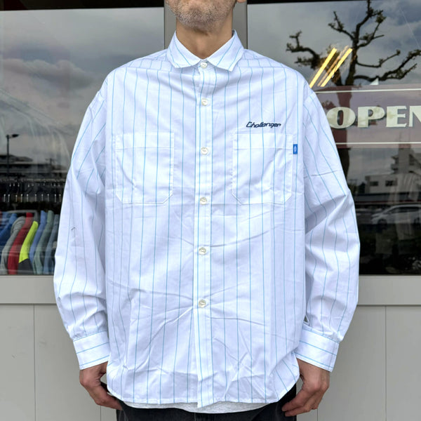 CHALLENGER - L/S STRIPE MECANIC SHIRT - WHITE