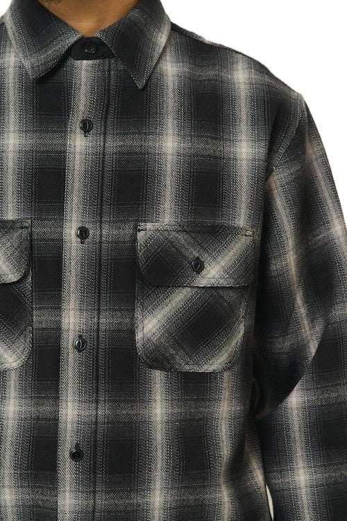 BIGMIKE - HEAVY FLANNNEL SHIRTS - BLACK x OFF