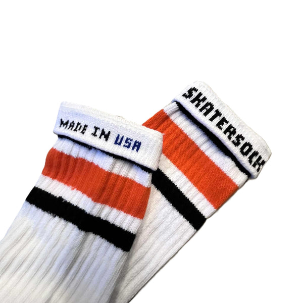 SKATER SOCKS - STRIPE TUBE SOCKS - BLACK - ORANGE