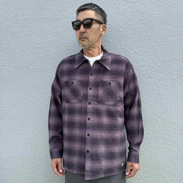 BLUCO - OMBRE CHECK FLANNEL SHIRT - PURPLE