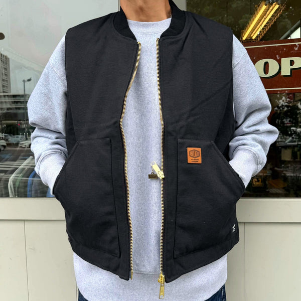 BLUCO - RIB COLLOR DUCK VEST - BLACK