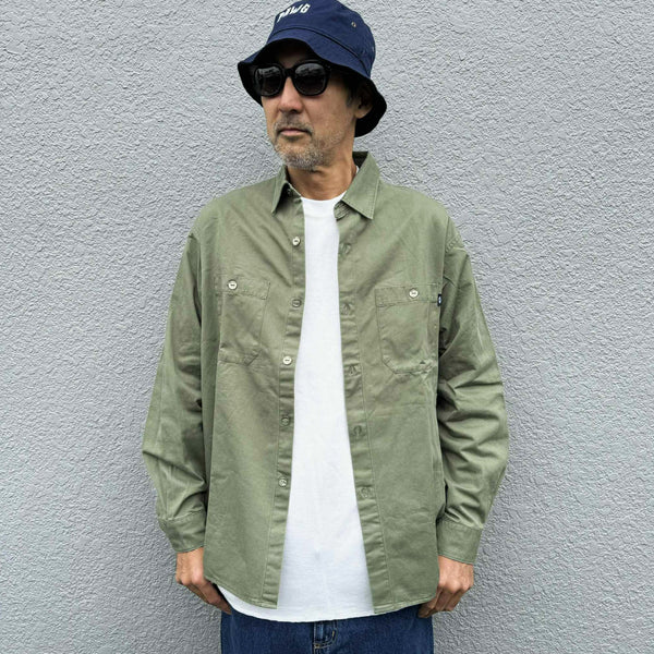 CHALLENGER - SNAKING LOGO WORK SHIRT - OLIVE