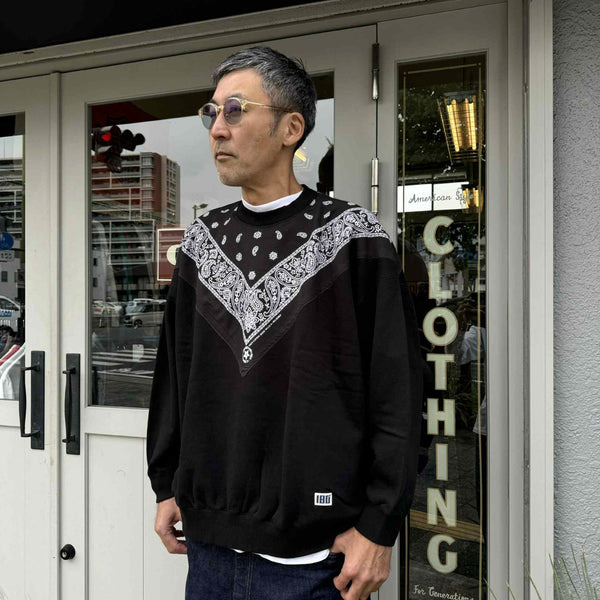 ILL ONE EIGHTY - VTG BANDANA SWEATSHIRT(LOOSE FIT) - BLACK