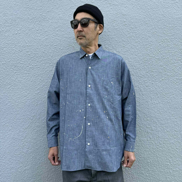 melple - LOGAN CHAMBRAY SHIRT - BLUE