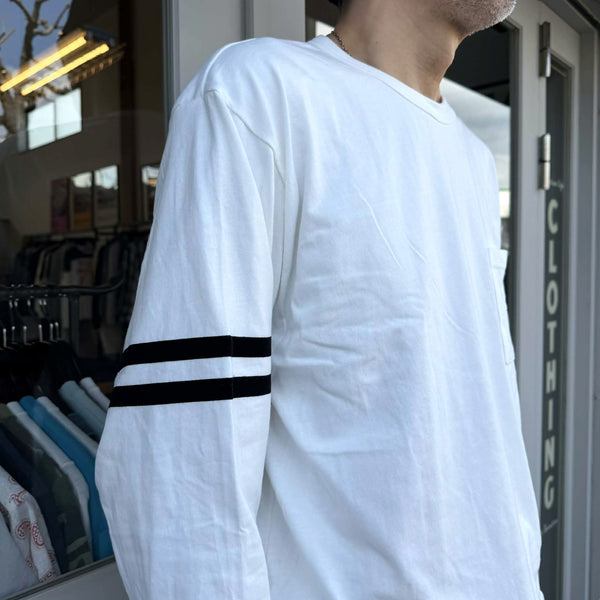 BLUCO - DRYCOTTON POCKET T-SHIRT L/S -LINE- WHITE