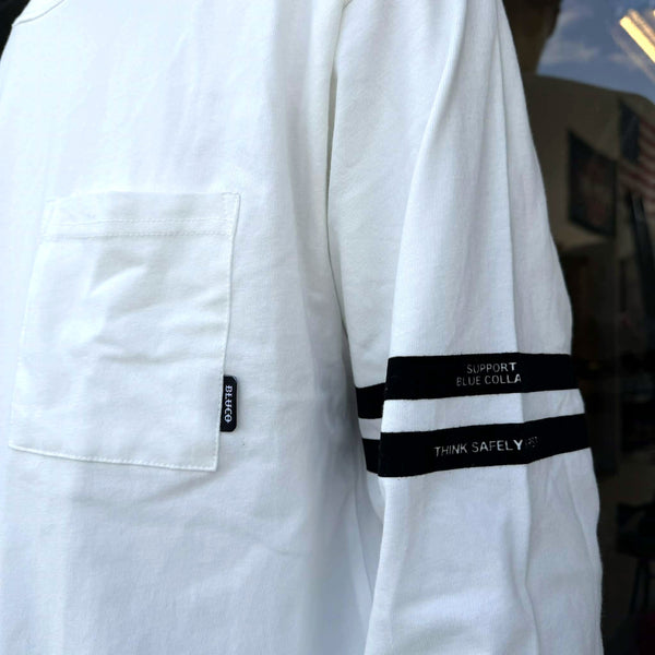 BLUCO - DRYCOTTON POCKET T-SHIRT L/S -LINE- WHITE