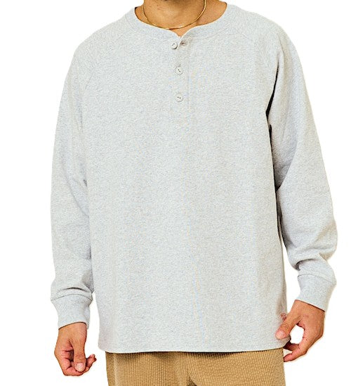 BIGMIKE - 10oz HENRY NECK LS TEE - ASH