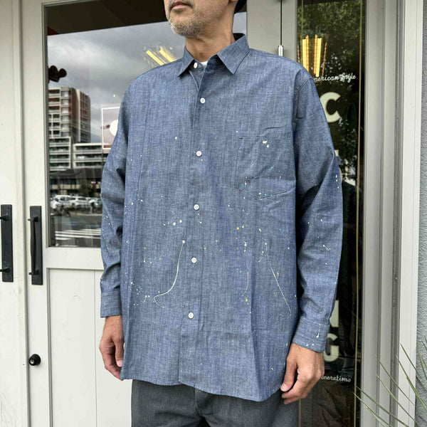 melple - LOGAN CHAMBRAY SHIRT - BLUE
