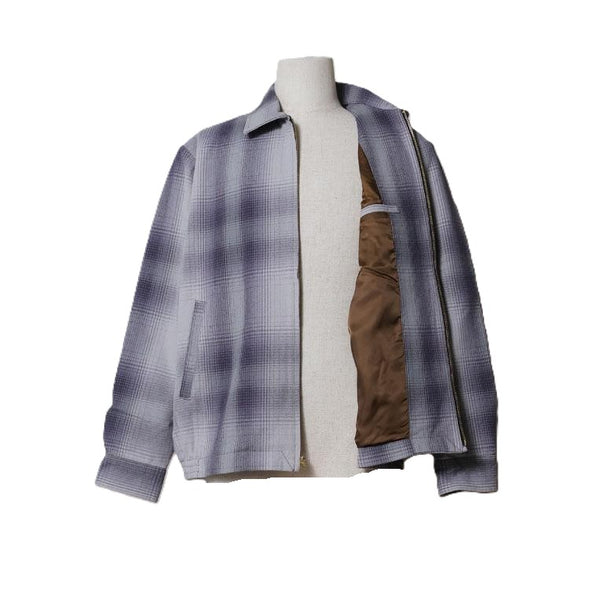 HOUSTON - OMBRE CHECK VIYELLA HARRINGTON JACKET - LIGHT GREY