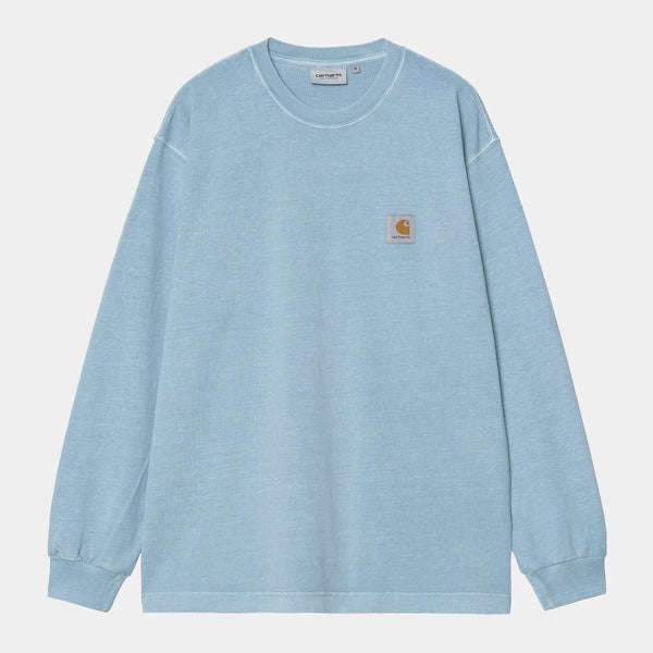Carhartt WIP - L/S NELSON T-SHIRTS - CLAY BLUE (garment dyed)