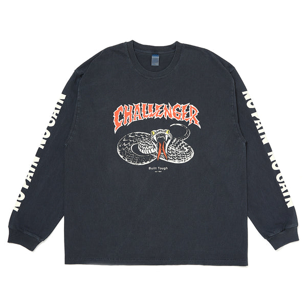 CHALLENGER - L/S PIGMENT SNAKE TEE - PEPPER BLACK
