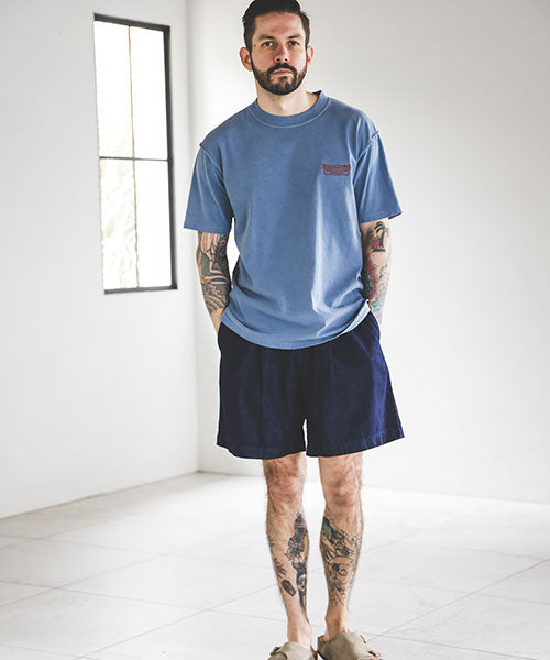 MR.OLIVE -ONE TUCK SHORTS - INDIGO