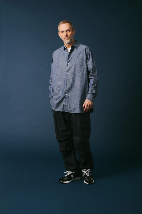 melple - LOGAN CHAMBRAY SHIRT - BLUE