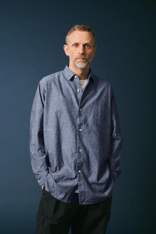 melple - LOGAN CHAMBRAY SHIRT - BLUE