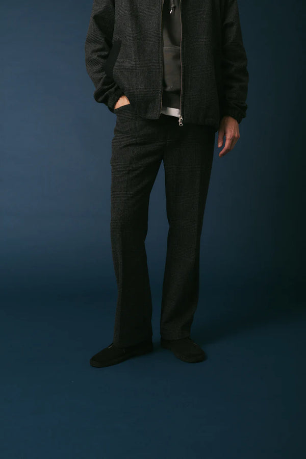 melple - FRANKLIN GLENCHECK FLARE PANTS - CHARCOAL