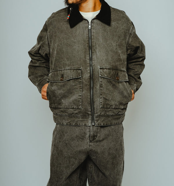 BIGMIKE - WASHED DUCK TRACKER JACKET - BLACK