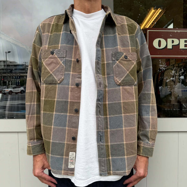 HOUSTON - VINTAGE AMERICAN CHECK VIYELLA SHIRT - OLIVE