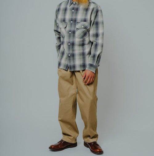 BIGMIKE - HEAVY FLANNEL L/S SHIRT - MINT×GRYxWHT