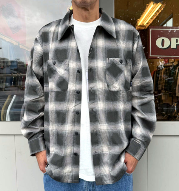BLUCO - PRINT FLANNEL CHECK SHIRT -Ombre- BLACK
