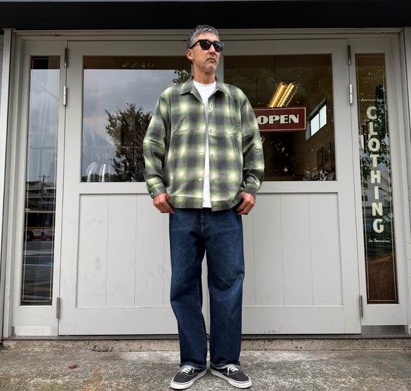 HOUSTON - PRINT FLANNEL O/C SHIRT - GREEN