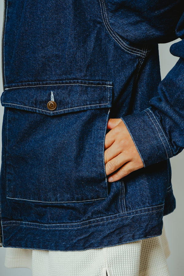 BIGMIKE - DENIM TRACKER JACKET - D.INDIGO