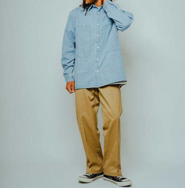 BIGMIKE - DENIM UTILITY LONG SLEEVE SHIRTS - L.INDIGO