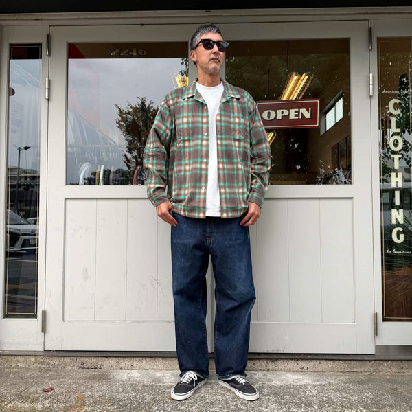 HOUSTON - PRINT FLANNEL O/C SHIRT - BROWN