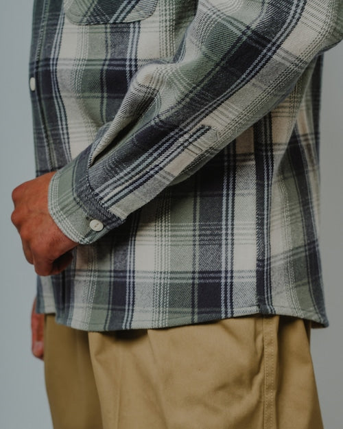 BIGMIKE - HEAVY FLANNEL L/S SHIRT - MINT×GRYxWHT