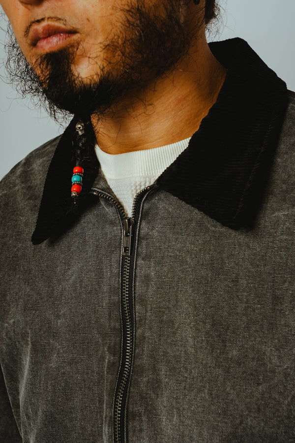 BIGMIKE - WASHED DUCK TRACKER JACKET - BLACK