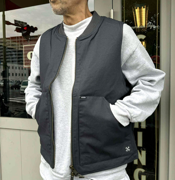 BLUCO - RIB COLLAR VEST  - CHARCOAL