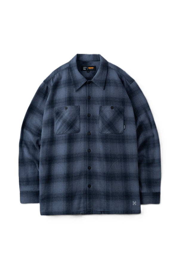 BLUCO - OMBRE CHECK FLANNEL SHIRT - NAVY