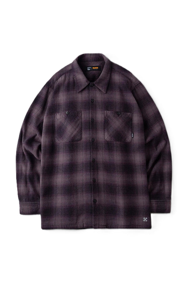 BLUCO - OMBRE CHECK FLANNEL SHIRT - PURPLE