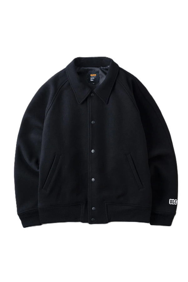 BLUCO - HEAVY MELTON AWARD JACKET - BLACK