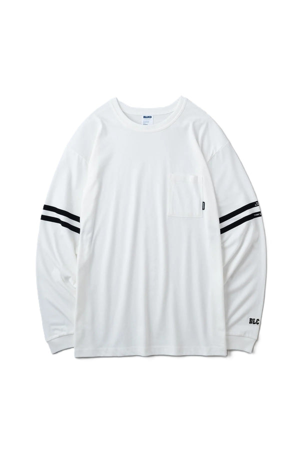 BLUCO - DRYCOTTON POCKET T-SHIRT L/S -LINE- WHITE