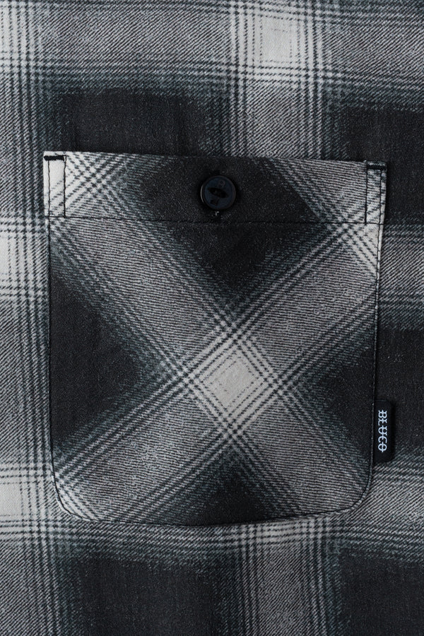 BLUCO - PRINT FLANNEL CHECK SHIRT -Ombre- BLACK