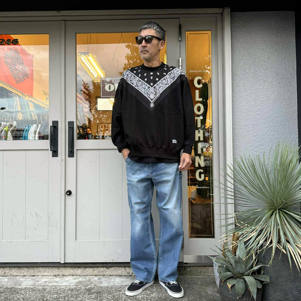 ILL ONE EIGHTY - VTG BANDANA SWEATSHIRT(LOOSE FIT) - BLACK