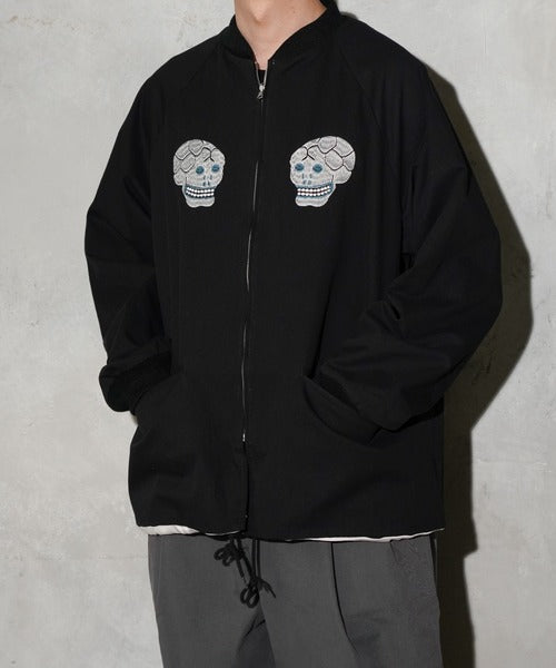 THRIFTY LOOK - SNAKE & SKULL SOUVENIR JACKET - BLACK