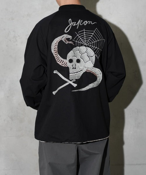 THRIFTY LOOK - SNAKE & SKULL SOUVENIR JACKET - BLACK