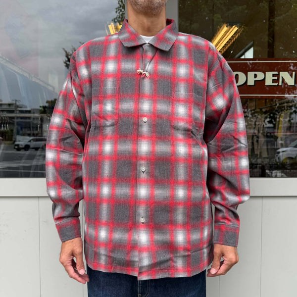 HOUSTON - PRINT FLANNEL O/C SHIRT - RED