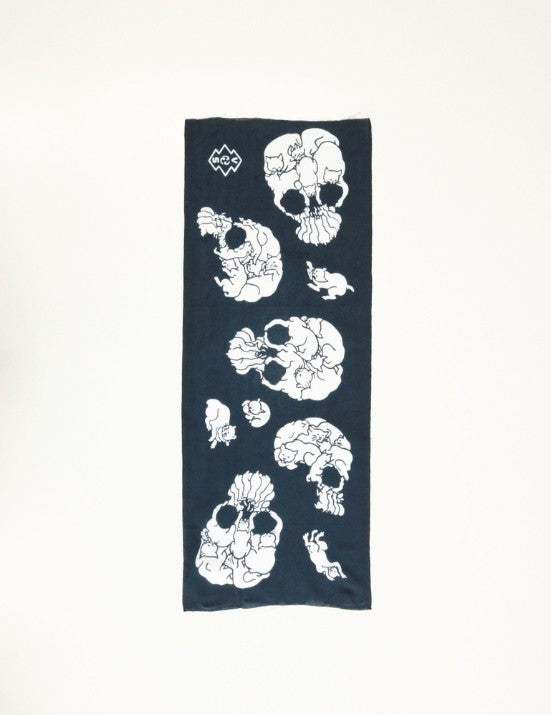 RADIALL - 猫どくろ - TENUGUI -  NAVY BLACK